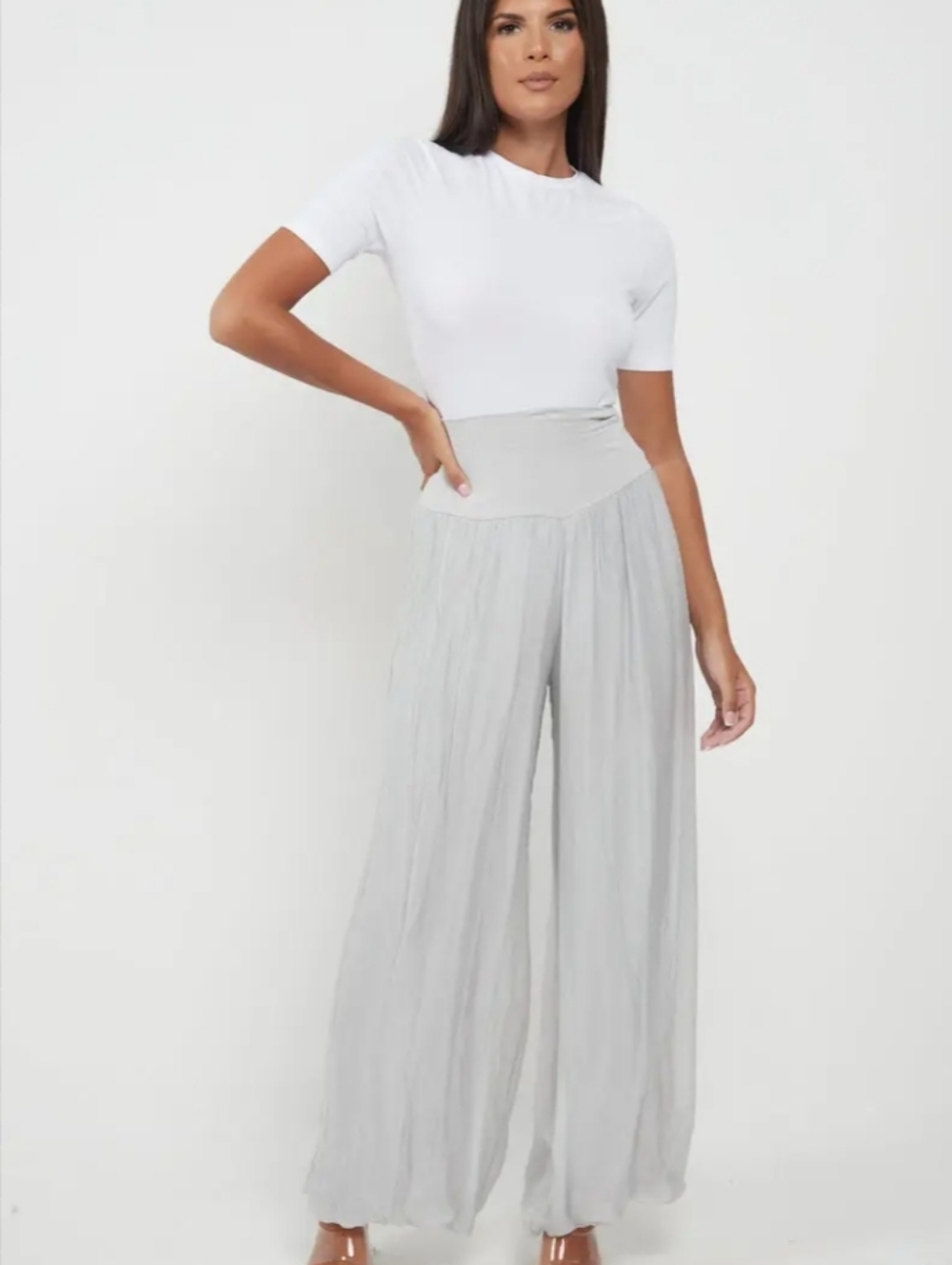 Giusy Silk Blend Harem Palazzo Pants Italy Wide Leg